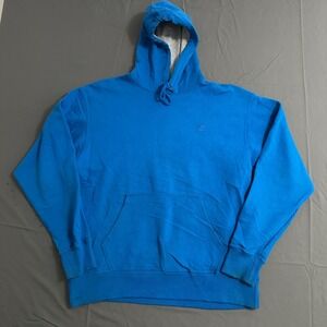 Champion Authentic Athletic Logo Hoodie Sweatshirt Mens Large Blue
